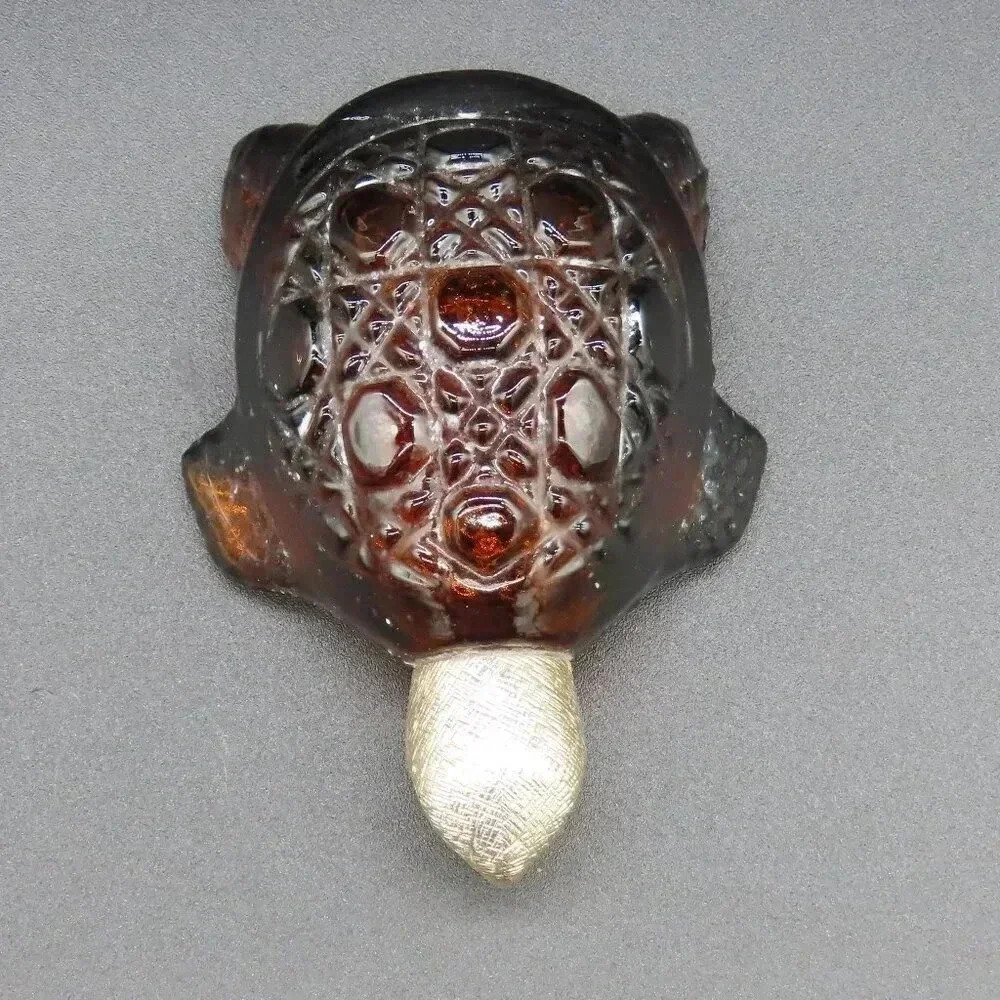 Vintage Avon Turtle Bottle Moonwind Empty Amber Glass Eau De Cologne Perfume